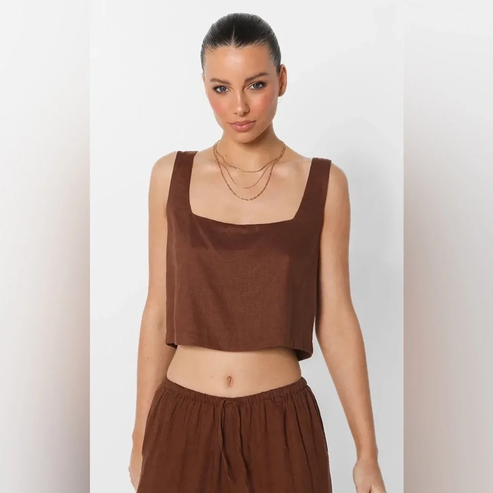 Anthropologie LOST IN LUNAR CELESTE Linen TOP - Picture 4 of 12